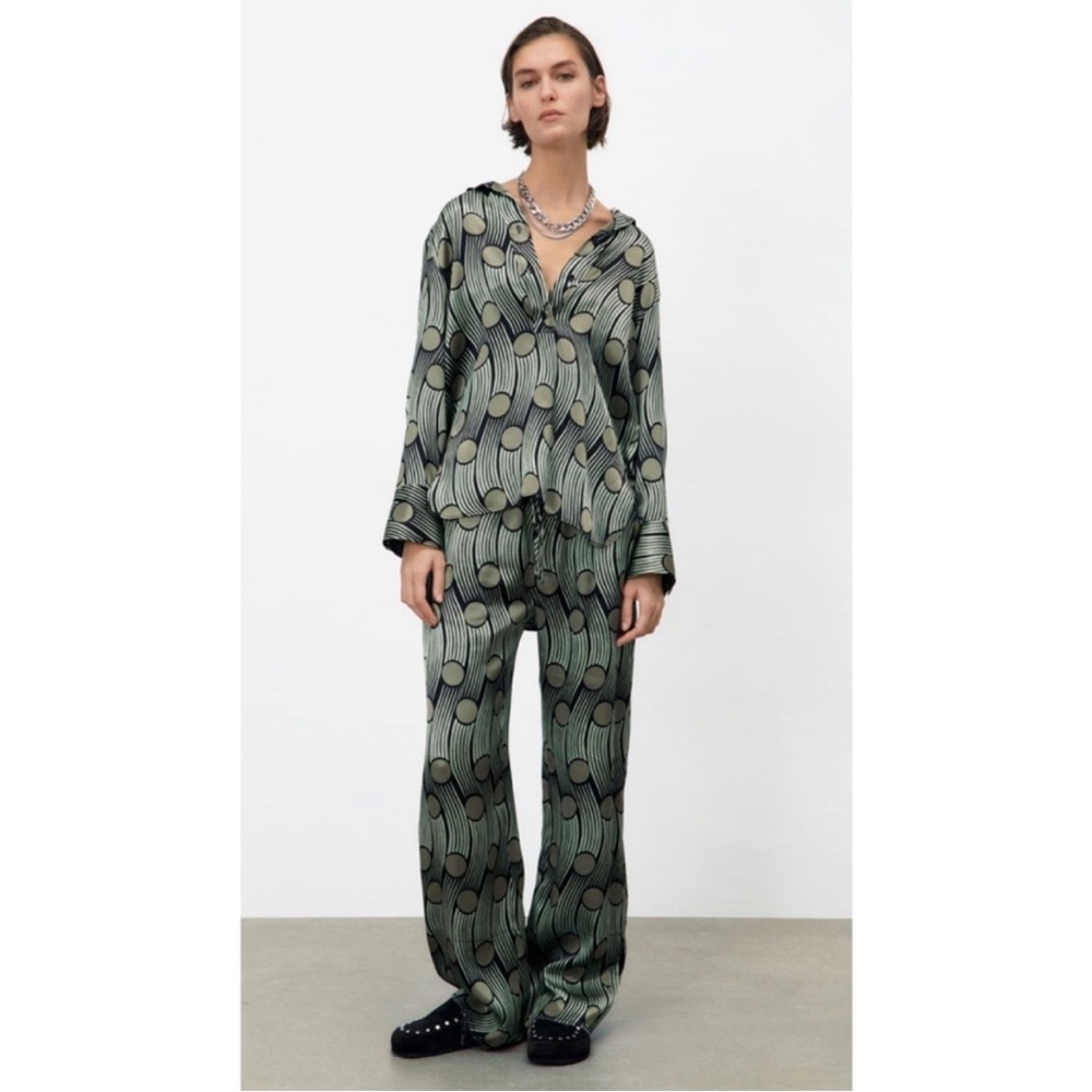 Zara Green Patterned Matching Set